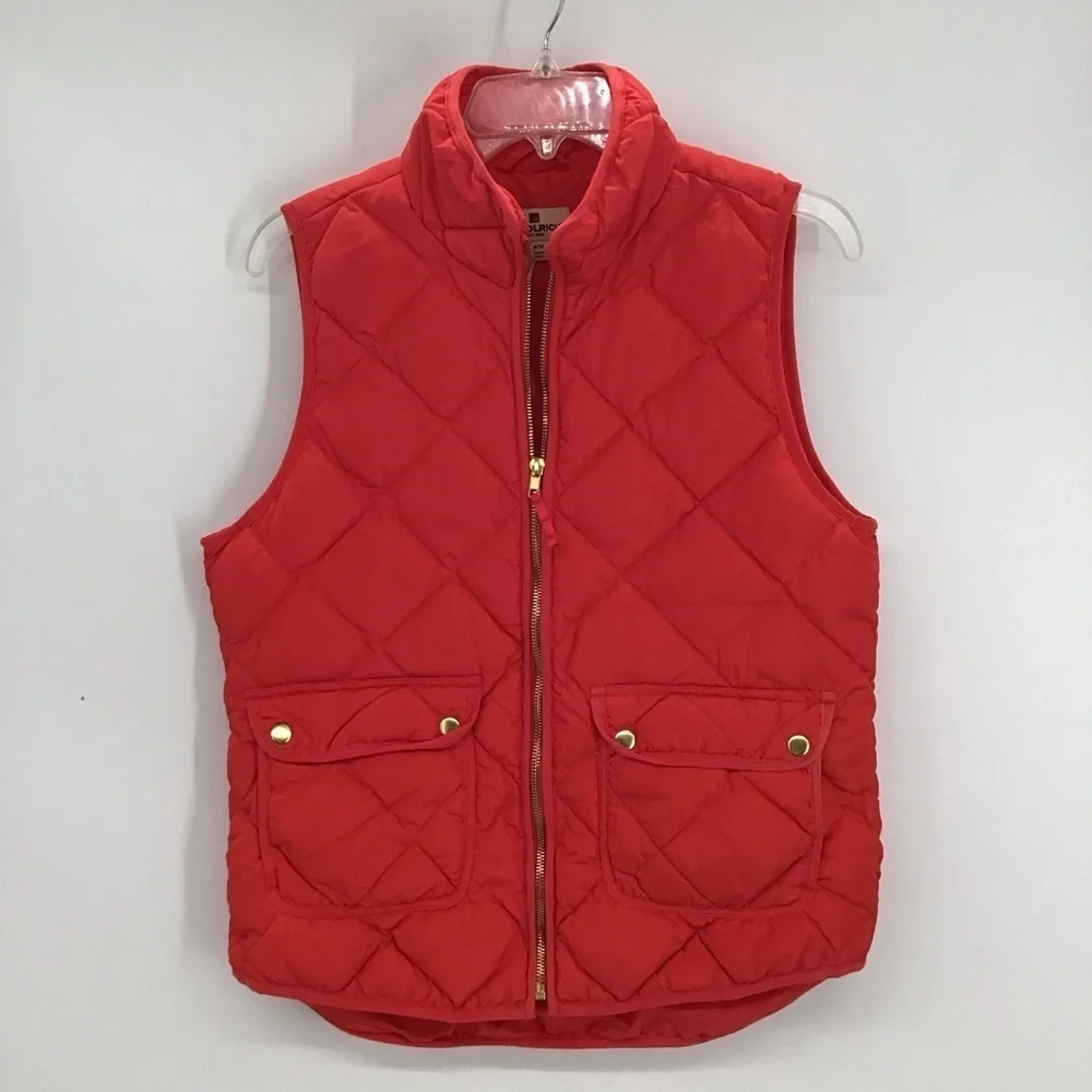 Woolrich Women’s Duck Down Puffer Vest Full Zip Insulated Pockets Red Size Med